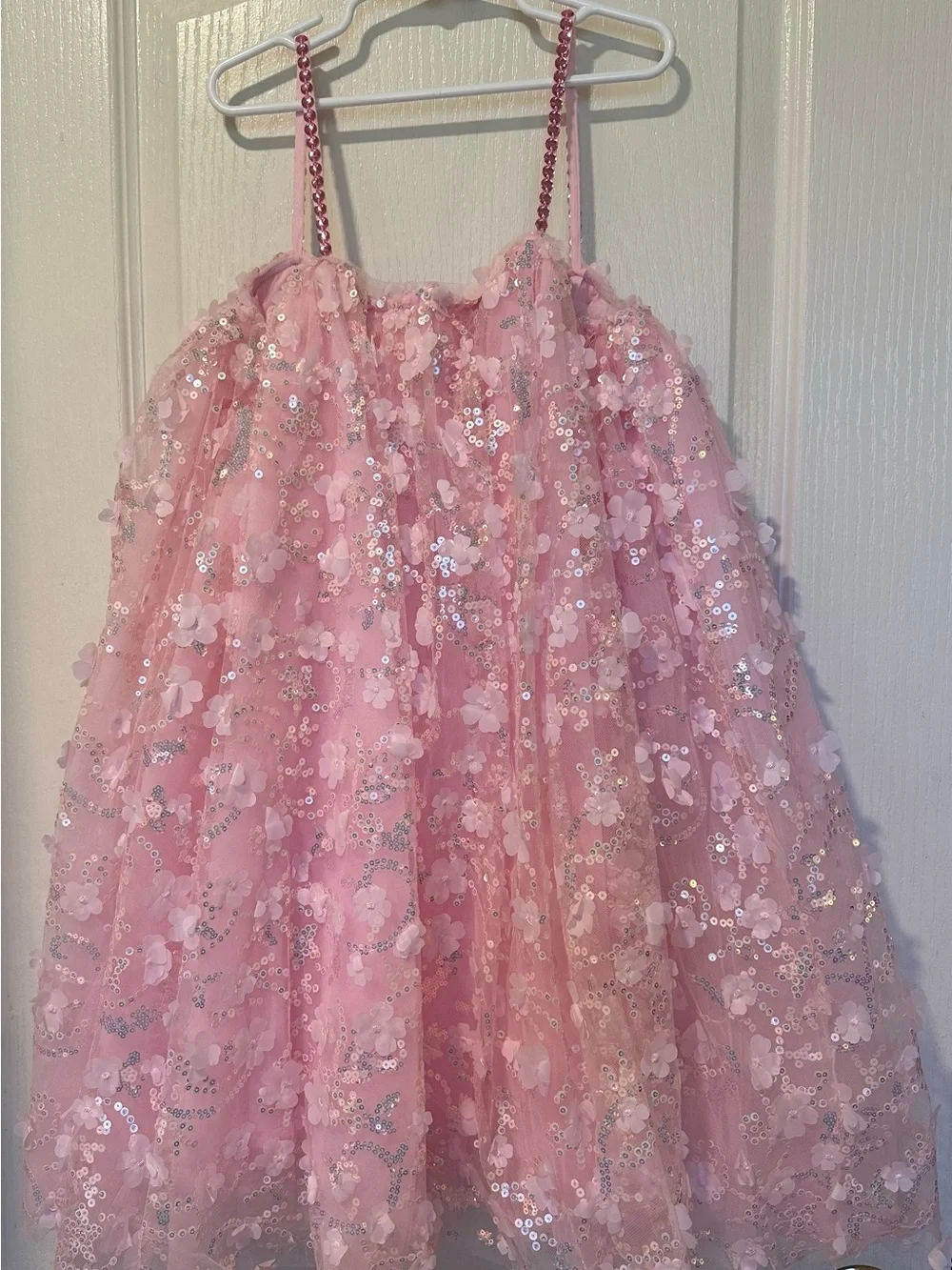 Lola and the Boys Pink Sequin Floral Dress 10